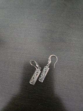Lois Hill 925;Silver  Filigree Bar Dangle Earrings